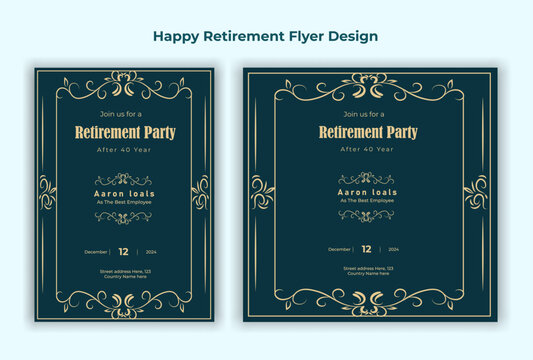 Happy retirement party invitation flyer design 