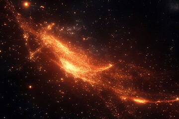 Fototapeta premium Digital glowing wireframe floating in space