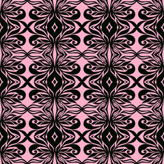 Fototapeta premium Floral Symmetries Black and Pink pattern