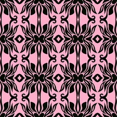 Floral Symmetries Black and Pink pattern