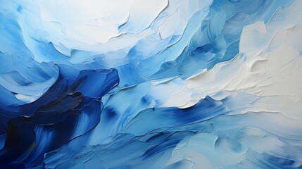 Obraz premium A painting of the ocean with blue and white colors
