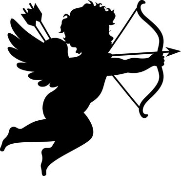 Cute Cupid silhouette vector illustration 