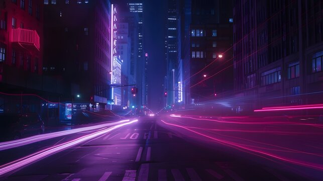 Neon trails left slow moving cars night dace ffe dabbabfeb generated illustration