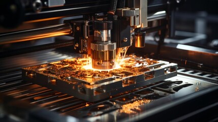 A machine is melting metal into a piece of jewelry