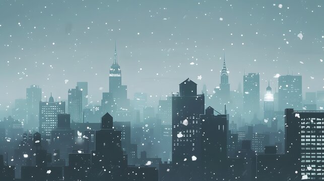 Snowflakes falling gently over silent cityscape eca ffebbbf generated illustration