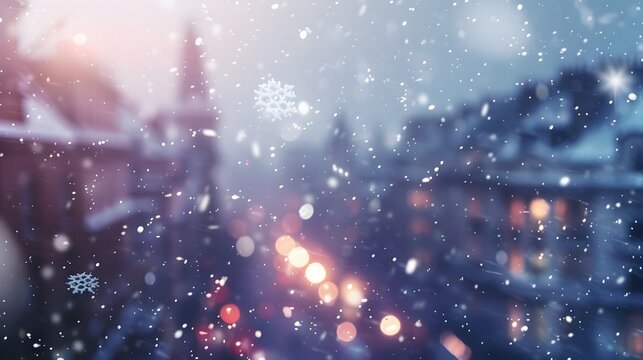 Snowflakes falling gently over silent cityscape deaedb adad bed generated illustration