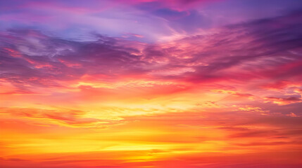Obraz premium Vibrant Sunset Sky with Clouds in Hues of Purple, Orange and Yellow
