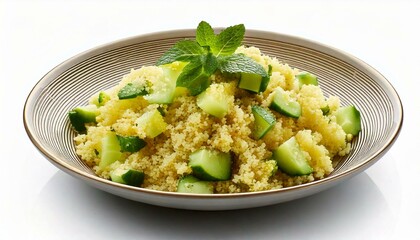Freigestellter Couscous-Salat mit Minze und Gurken &ndash; Leichtes Sommergerich