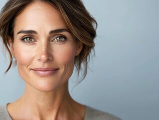 Naklejka premium Closeup of flawless skin on an elegant woman, ageless beauty, timeless charm and natural grace