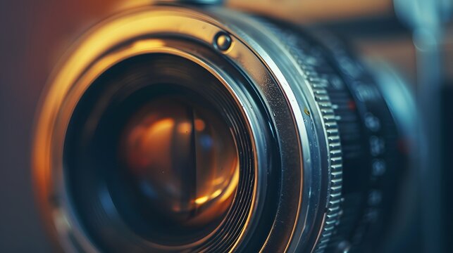 Vintage camera lens detailed captured minimalist cinematic generated illustration