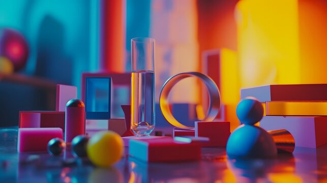 Vivid colors highlighting gipsum props minimalist macro cinematic poster generated illustration
