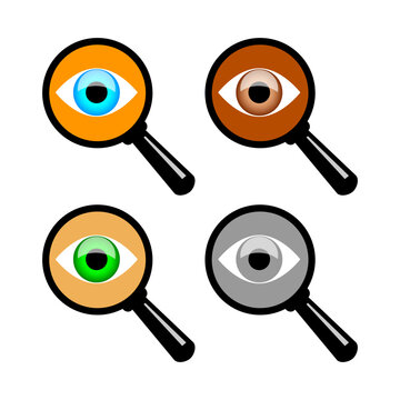 Magnifying glass on white background, vector icon. 