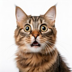 Fototapeta premium a cat surprised on white background