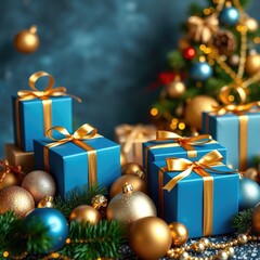 merry christmas gift box or christmas background with gift boxes and balls. Perfect any project. Natal. 