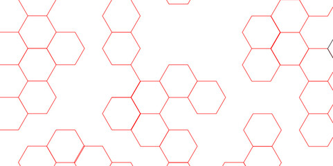abstract geometric red texture background red hexagon 3D background texture. 3d rendering illustration. Clear pattern abstract background hexagon .Futuristic abstract banner.   © Husni