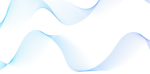 White wave curve lines banner background design. Abstract soft wave lines dynamic flowing blue light isolated background. Vector Illustration of the blue pattern of lines. stripes on white.	
