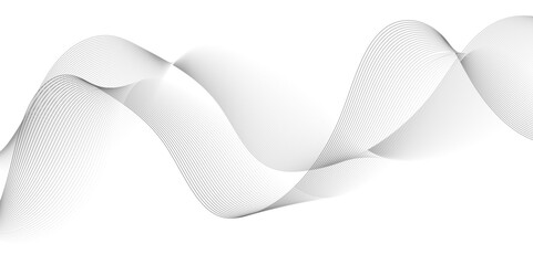 White wave curve lines banner background design. Abstract soft wave lines dynamic flowing gray light isolated background. Vector Illustration of the gray pattern of lines. Black stripes on white .	
