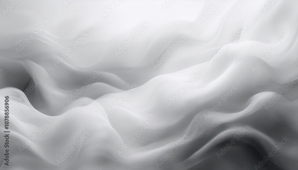 Poster Abstract Flowing Gray Landscape with Smooth Wave Like Patterns and Delicate Textures. Perfect for Website Banners, Minimalist Backgrounds, or Elegant Branding Concepts