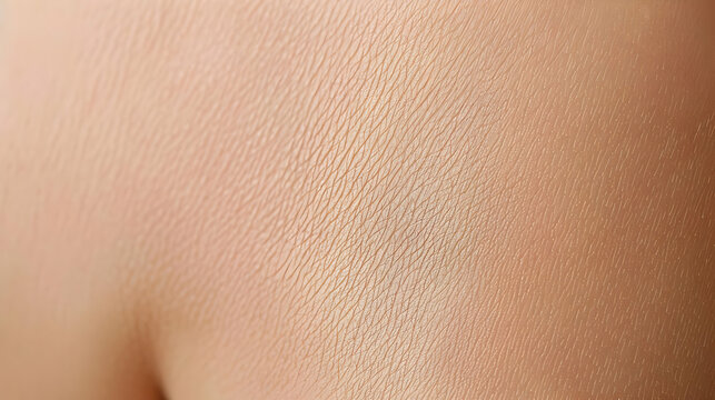 A Close-Up Macro Image of Human Skin Texture with Fine Lines and Wrinkles, Showing the Detailed Surface of the Epidermis, Capturing the Natural Beauty of the Human Body