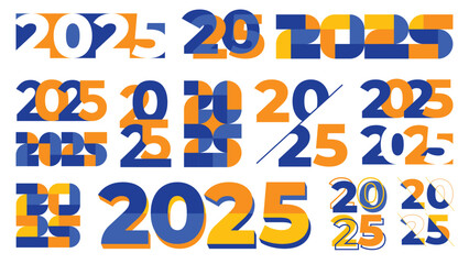 Set of 2025 new year colorful logo template collection vector design 