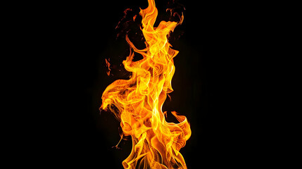 Abstract Fiery Flame Illustration Dancing in a Dark Background with a Dynamic and Intricate Pattern.