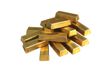 Gold bullion on transparent background. Gold pyramid in png for copy/paste. Generated with AI.