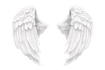 Angel wings in white color on transparent background. Isolated wings for copy/paste. Png image. Generated with AI.