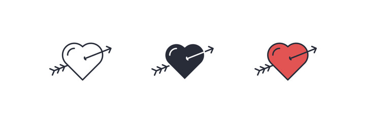 Arrow through a heart icon. heart Symbol sign for mobile concept and web design. Vector icon, Logo illustration, Vector graphics