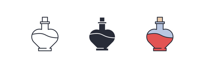Love potion bottle icon. Love potion bottle Symbol sign for mobile concept and web design. Vector icon, Logo illustration, Vector graphics