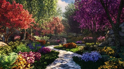 Vibrant and Harmonious Garden of Genetically Enhanced Flora