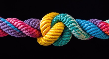 Collaborative Network: An Orange Knot Symbolizes Team Unity and Strength