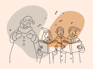 a group of people singing together in a blob of color style