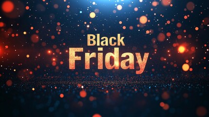 Festive Black Friday Sale Announcement with Sparkling Bokeh Lights and Glowing Particles in a Dreamy Night Background for Shopping Promotions