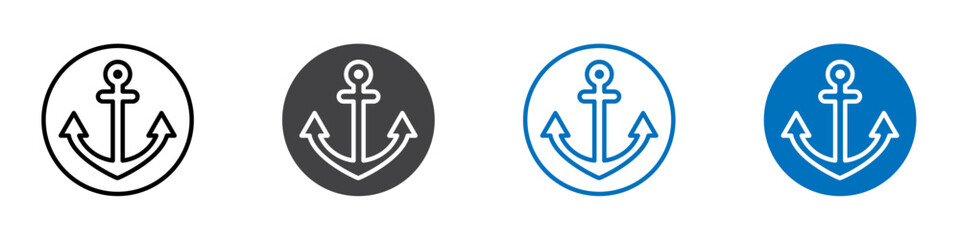 Anchor icon Logo sign in thin line outline