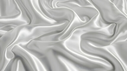 Fototapeta premium Abstract White Satin Fabric Draped in Soft, Graceful Waves, a Smooth and Elegant Texture with a High-Gloss Finish