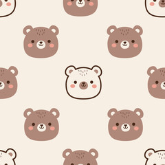 Hand drawn seamless pattern with Cute Bear. Childish Cartoon Animals Background. design for fabric, wrapping, textile, wallpaper, apparel, pajamas and more