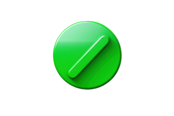 Bright green check mark icon with a slightly rounded tip, clearly visible on a stark white background
