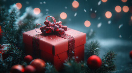 Red gift box background