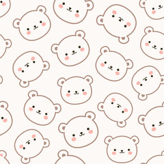 Hand drawn seamless pattern with Cute Bear. Childish Cartoon Animals Background. design for fabric, wrapping, textile, wallpaper, apparel, pajamas and more