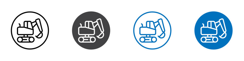 Digger excavator icon Logo sign in thin line outline