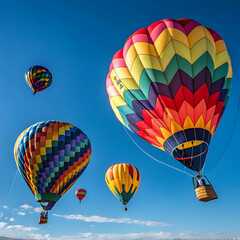 Fototapeta premium Vibrant kites dance against a clear blue sky, filling the air with joy and freedom.