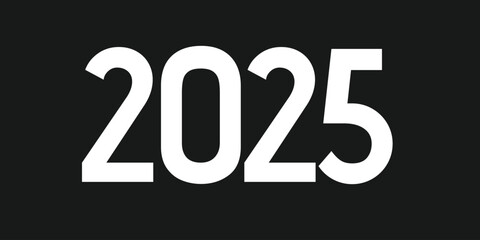 2025 Text White Gradient and Black Black Background