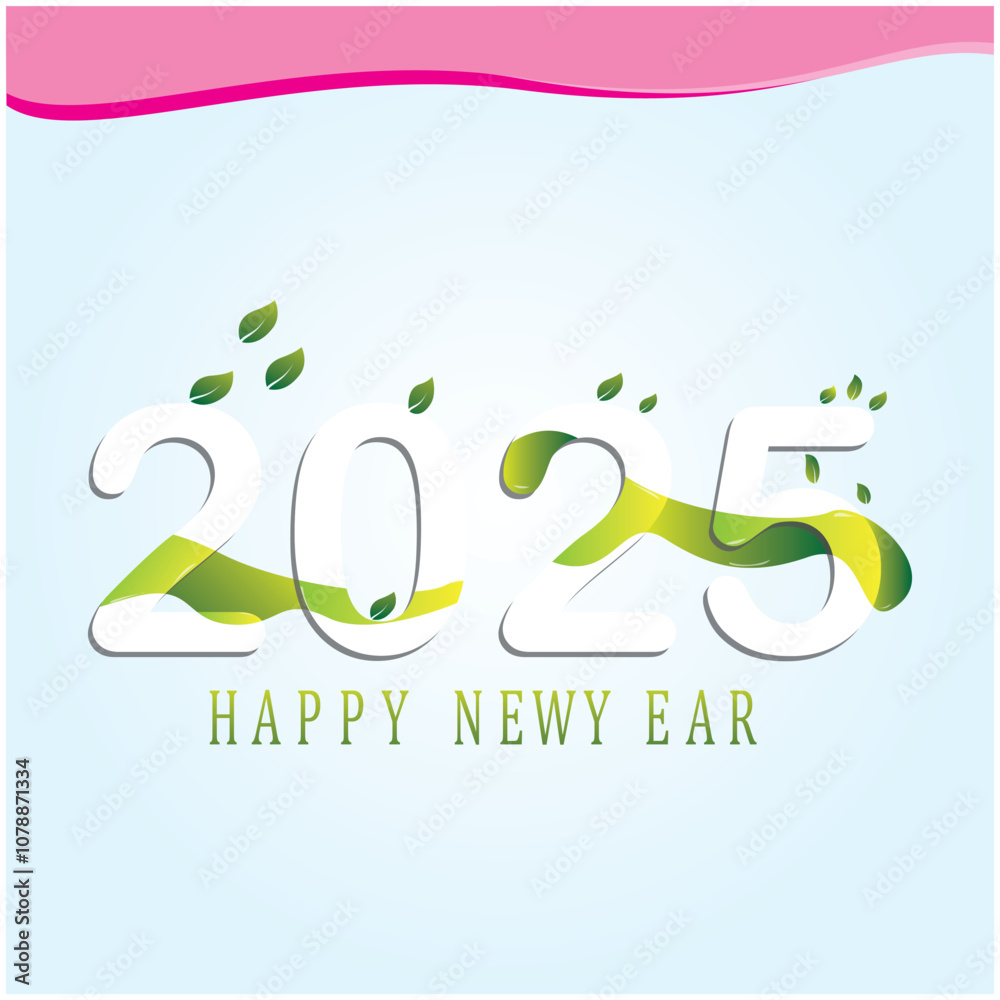 Fototapete 2025 colorful happy new year card. vector. 3d number 2025 design to celebrate happy new year 2025. w