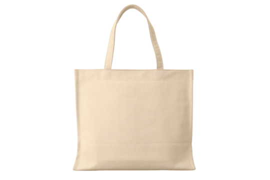 A simple canvas tote bag with sturdy handles, displayed at a slight angle with the front side facing forward isolated on white background