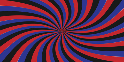 spiral rotation design background with black, red and blue color