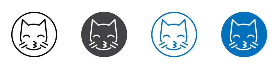 Kissing cat icon Logo sign in thin line outline