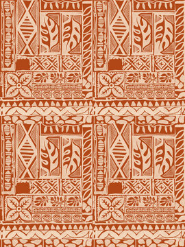 Hawaiian tribal exotic fabric and Polynesian tapa cloth patchwork abstract