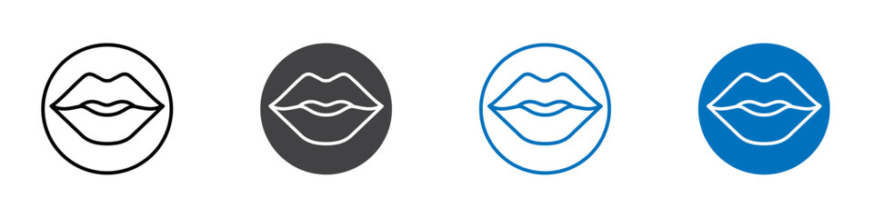 Lips icon Logo sign in thin line outline