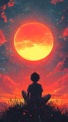 Obraz premium Lively Anime Illustration Featuring Sunshine and Nature