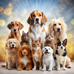 group of pets group of pet in front of a background